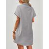 imageZeagoo Womens Cotton Shirt Dress Summer Casual Short Sleeve Button Down Beach Cover Up Shirts with PocketsGrey