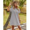 imageZeagoo Womens Cotton Shirt Dress Summer Casual Short Sleeve Button Down Beach Cover Up Shirts with PocketsGrey