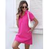 imageZeagoo Womens Cotton Shirt Dress Summer Casual Short Sleeve Button Down Beach Cover Up Shirts with PocketsHot Pink