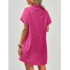imageZeagoo Womens Cotton Shirt Dress Summer Casual Short Sleeve Button Down Beach Cover Up Shirts with PocketsHot Pink
