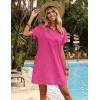 imageZeagoo Womens Cotton Shirt Dress Summer Casual Short Sleeve Button Down Beach Cover Up Shirts with PocketsHot Pink