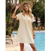imageZeagoo Womens Cotton Shirt Dress Summer Casual Short Sleeve Button Down Beach Cover Up Shirts with PocketsKhaki