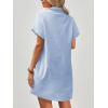 imageZeagoo Womens Cotton Shirt Dress Summer Casual Short Sleeve Button Down Beach Cover Up Shirts with PocketsLight Blue