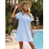 imageZeagoo Womens Cotton Shirt Dress Summer Casual Short Sleeve Button Down Beach Cover Up Shirts with PocketsLight Blue