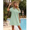 imageZeagoo Womens Cotton Shirt Dress Summer Casual Short Sleeve Button Down Beach Cover Up Shirts with PocketsLight Green