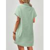 imageZeagoo Womens Cotton Shirt Dress Summer Casual Short Sleeve Button Down Beach Cover Up Shirts with PocketsLight Green