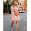 imageZeagoo Womens Cotton Shirt Dress Summer Casual Short Sleeve Button Down Beach Cover Up Shirts with PocketsLight Pink