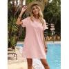 imageZeagoo Womens Cotton Shirt Dress Summer Casual Short Sleeve Button Down Beach Cover Up Shirts with PocketsLight Pink