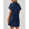 imageZeagoo Womens Cotton Shirt Dress Summer Casual Short Sleeve Button Down Beach Cover Up Shirts with PocketsNavy Blue