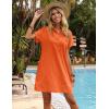 imageZeagoo Womens Cotton Shirt Dress Summer Casual Short Sleeve Button Down Beach Cover Up Shirts with PocketsOrange