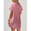 imageZeagoo Womens Cotton Shirt Dress Summer Casual Short Sleeve Button Down Beach Cover Up Shirts with PocketsPink