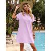 imageZeagoo Womens Cotton Shirt Dress Summer Casual Short Sleeve Button Down Beach Cover Up Shirts with PocketsPurple