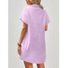 imageZeagoo Womens Cotton Shirt Dress Summer Casual Short Sleeve Button Down Beach Cover Up Shirts with PocketsPurple