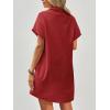 imageZeagoo Womens Cotton Shirt Dress Summer Casual Short Sleeve Button Down Beach Cover Up Shirts with PocketsRed