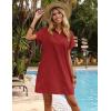 imageZeagoo Womens Cotton Shirt Dress Summer Casual Short Sleeve Button Down Beach Cover Up Shirts with PocketsRed