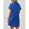 imageZeagoo Womens Cotton Shirt Dress Summer Casual Short Sleeve Button Down Beach Cover Up Shirts with PocketsRoyal Blue