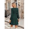 imageZeagoo Womens Long Sleeve Fall Dresses with Pockets 2024 Ribbed Knit Casual Crew Neck Knee Length Sweater Dress0green