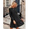 imageZeagoo Womens Long Sleeve Fall Dresses with Pockets 2024 Ribbed Knit Casual Crew Neck Knee Length Sweater DressBlack