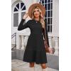 imageZeagoo Womens Long Sleeve Fall Dresses with Pockets 2024 Ribbed Knit Casual Crew Neck Knee Length Sweater DressBlack
