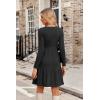 imageZeagoo Womens Long Sleeve Fall Dresses with Pockets 2024 Ribbed Knit Casual Crew Neck Knee Length Sweater DressBlack