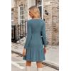 imageZeagoo Womens Long Sleeve Fall Dresses with Pockets 2024 Ribbed Knit Casual Crew Neck Knee Length Sweater DressBlue