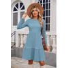 imageZeagoo Womens Long Sleeve Fall Dresses with Pockets 2024 Ribbed Knit Casual Crew Neck Knee Length Sweater DressBlue