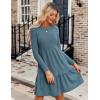 imageZeagoo Womens Long Sleeve Fall Dresses with Pockets 2024 Ribbed Knit Casual Crew Neck Knee Length Sweater DressBlue