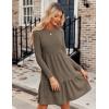 imageZeagoo Womens Long Sleeve Fall Dresses with Pockets 2024 Ribbed Knit Casual Crew Neck Knee Length Sweater DressBrown