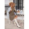 imageZeagoo Womens Long Sleeve Fall Dresses with Pockets 2024 Ribbed Knit Casual Crew Neck Knee Length Sweater DressBrown