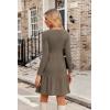 imageZeagoo Womens Long Sleeve Fall Dresses with Pockets 2024 Ribbed Knit Casual Crew Neck Knee Length Sweater DressBrown