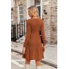 imageZeagoo Womens Long Sleeve Fall Dresses with Pockets 2024 Ribbed Knit Casual Crew Neck Knee Length Sweater DressCaramel Color