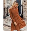 imageZeagoo Womens Long Sleeve Fall Dresses with Pockets 2024 Ribbed Knit Casual Crew Neck Knee Length Sweater DressCaramel Color