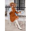 imageZeagoo Womens Long Sleeve Fall Dresses with Pockets 2024 Ribbed Knit Casual Crew Neck Knee Length Sweater DressCaramel Color