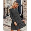imageZeagoo Womens Long Sleeve Fall Dresses with Pockets 2024 Ribbed Knit Casual Crew Neck Knee Length Sweater DressDark Grey