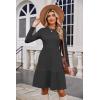 imageZeagoo Womens Long Sleeve Fall Dresses with Pockets 2024 Ribbed Knit Casual Crew Neck Knee Length Sweater DressDark Grey