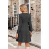 imageZeagoo Womens Long Sleeve Fall Dresses with Pockets 2024 Ribbed Knit Casual Crew Neck Knee Length Sweater DressDark Grey