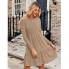 imageZeagoo Womens Long Sleeve Fall Dresses with Pockets 2024 Ribbed Knit Casual Crew Neck Knee Length Sweater DressKhaki