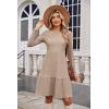 imageZeagoo Womens Long Sleeve Fall Dresses with Pockets 2024 Ribbed Knit Casual Crew Neck Knee Length Sweater DressKhaki
