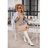 imageZeagoo Womens Long Sleeve Fall Dresses with Pockets 2024 Ribbed Knit Casual Crew Neck Knee Length Sweater DressKhaki