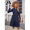 imageZeagoo Womens Long Sleeve Fall Dresses with Pockets 2024 Ribbed Knit Casual Crew Neck Knee Length Sweater DressNavy Blue