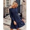 imageZeagoo Womens Long Sleeve Fall Dresses with Pockets 2024 Ribbed Knit Casual Crew Neck Knee Length Sweater DressNavy Blue