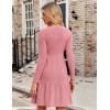 imageZeagoo Womens Long Sleeve Fall Dresses with Pockets 2024 Ribbed Knit Casual Crew Neck Knee Length Sweater DressPink