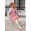 imageZeagoo Womens Long Sleeve Fall Dresses with Pockets 2024 Ribbed Knit Casual Crew Neck Knee Length Sweater DressPink