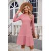 imageZeagoo Womens Long Sleeve Fall Dresses with Pockets 2024 Ribbed Knit Casual Crew Neck Knee Length Sweater DressPink