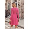 imageZeagoo Womens Long Sleeve Fall Dresses with Pockets 2024 Ribbed Knit Casual Crew Neck Knee Length Sweater DressRose Red
