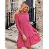imageZeagoo Womens Long Sleeve Fall Dresses with Pockets 2024 Ribbed Knit Casual Crew Neck Knee Length Sweater DressRose Red