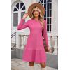 imageZeagoo Womens Long Sleeve Fall Dresses with Pockets 2024 Ribbed Knit Casual Crew Neck Knee Length Sweater DressRose Red