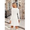 imageZeagoo Womens Long Sleeve Fall Dresses with Pockets 2024 Ribbed Knit Casual Crew Neck Knee Length Sweater DressWhite