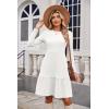 imageZeagoo Womens Long Sleeve Fall Dresses with Pockets 2024 Ribbed Knit Casual Crew Neck Knee Length Sweater DressWhite