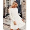 imageZeagoo Womens Long Sleeve Fall Dresses with Pockets 2024 Ribbed Knit Casual Crew Neck Knee Length Sweater DressWhite